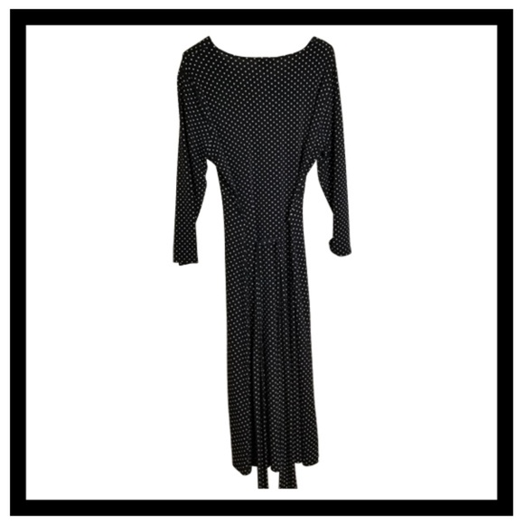 Talbot's Long Sleeve Black Polka Dot V Neck Dres - Picture 2 of 3